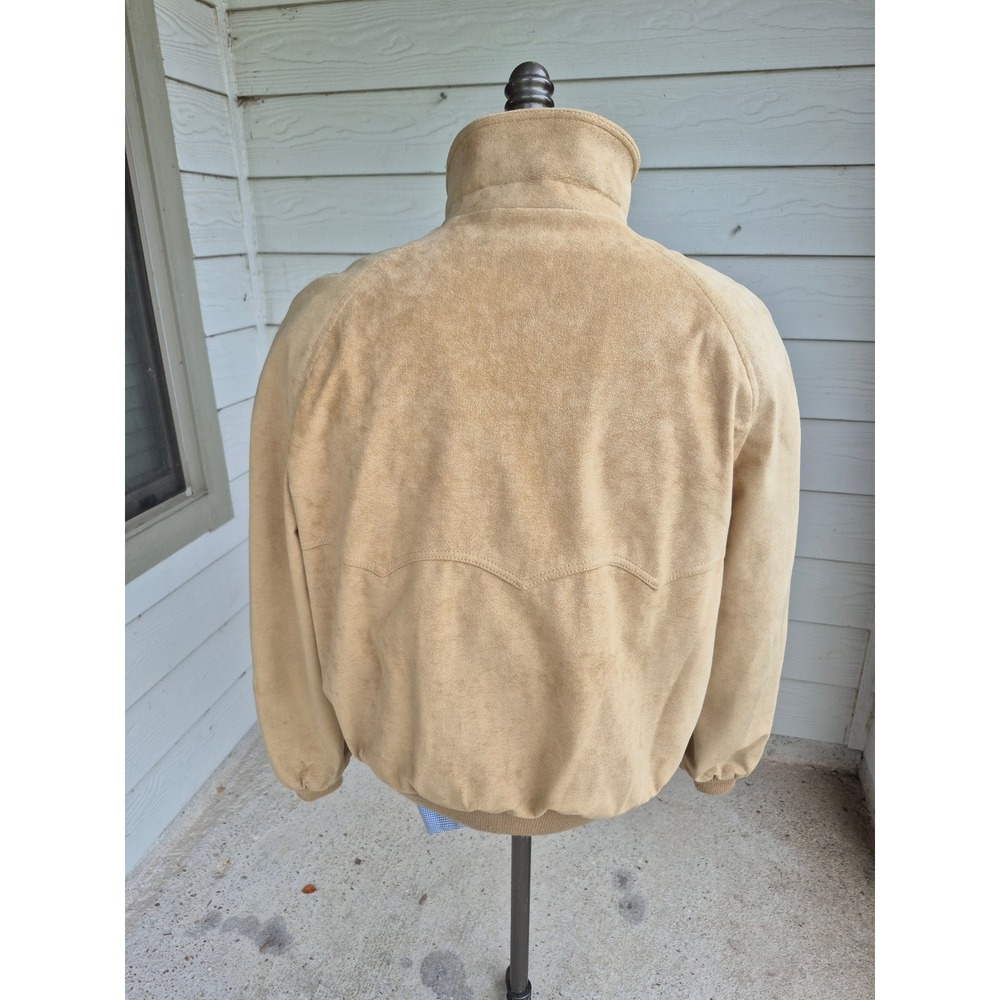 Vintage Lakeland Tan Suede Bomber Jacket Mens XL Full Zip Harrington Coat - Picture 9 of 16